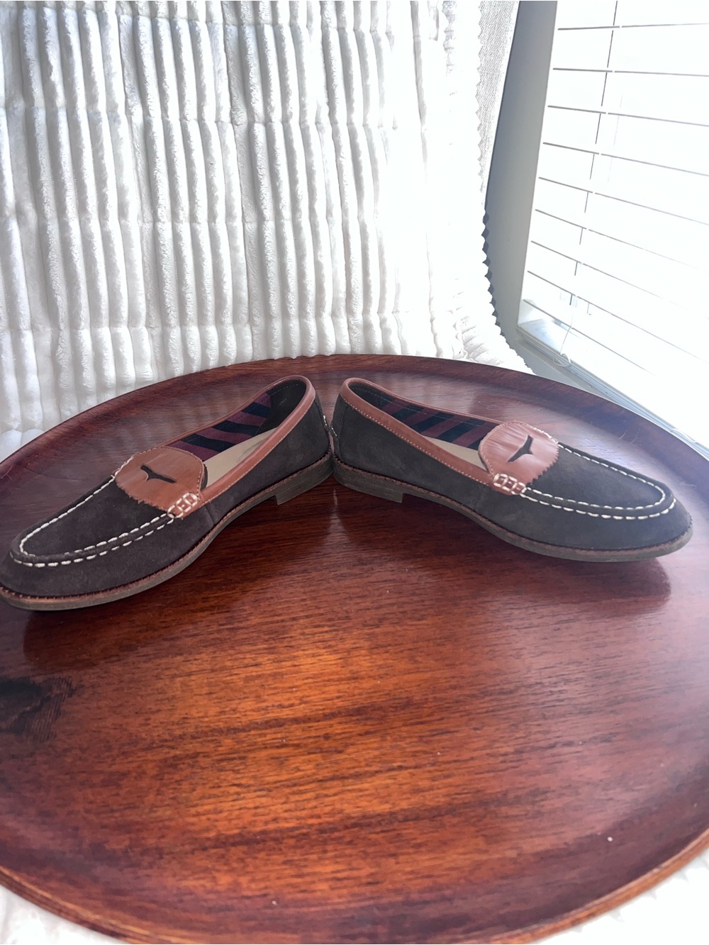 Sperry Brown Suede with Tan Leather Penny Loafers - Picture 3 of 8